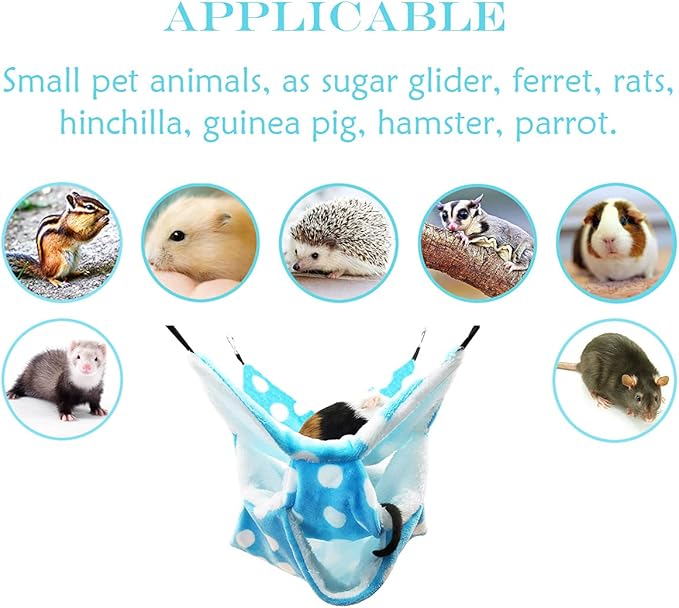 LEFTSTARER Rat Ferret Sugar Glider Cage Hammock Bedding Small Pet Cage Accessories Toy Triple-Layer Hammock Bedding for Hamster Guinea Pig Sugar Glider Rat Ferret Chinchilla Playing Sleeping(Grey)