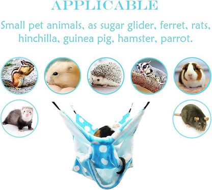 LEFTSTARER Rat Ferret Sugar Glider Cage Hammock Bedding Small Pet Cage Accessories Toy Triple-Layer Hammock Bedding for Hamster Guinea Pig Sugar Glider Rat Ferret Chinchilla Playing Sleeping(Grey)