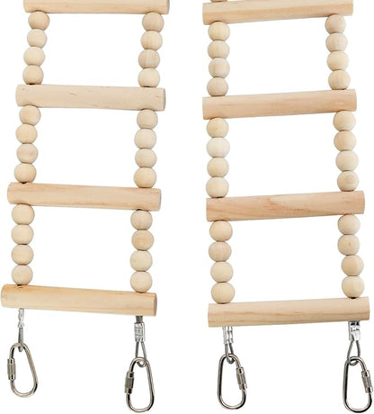 Bird Ladder Bridge, Wooden Pet Hamster Climbing & Swing Toys, Cage Accessories for Birds Rats Parrots Hamster Squirrel Sugar Gliders Parakeets Cockatiels - 24 Steps - 53 x 3.14 Inch