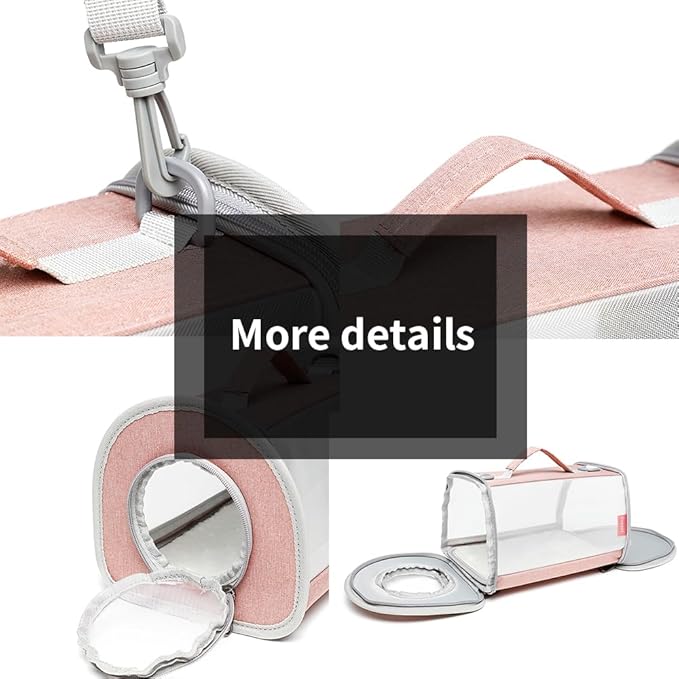 Guinea Pig Carrier Travel Small Animal Carrier Bag Lizard Bird Rabbit Carrier Cage Squirrel Breathable Bag Portable Travel Hamster Small Pet Hangbag (Large, Pink)