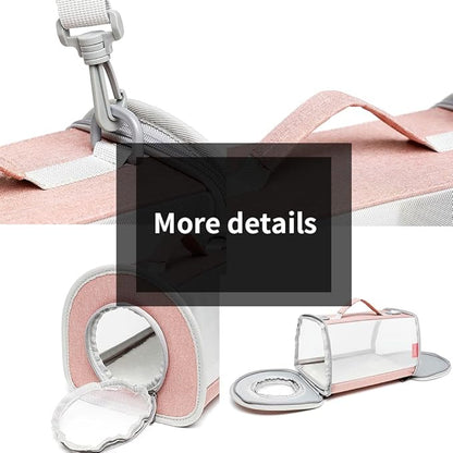 Guinea Pig Carrier Travel Small Animal Carrier Bag Lizard Bird Rabbit Carrier Cage Squirrel Breathable Bag Portable Travel Hamster Small Pet Hangbag (Large, Pink)