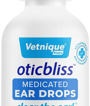 Vetnique Oticbliss Medicated Cat & Dog Ear Cleaner Drops - Dog Ear Infection Treatment with 1% Hydrocortisone to Soothe Itching, Redness, & Swelling - Vet Recommended