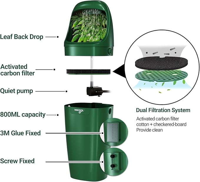 Wacool Reptile Water Dripper Chameleon Drinking Fountain Water Dispenser, Automatic Water Feeder for Bearded Dragon Gecko Lizard Frog Snake/Reptile Accessories