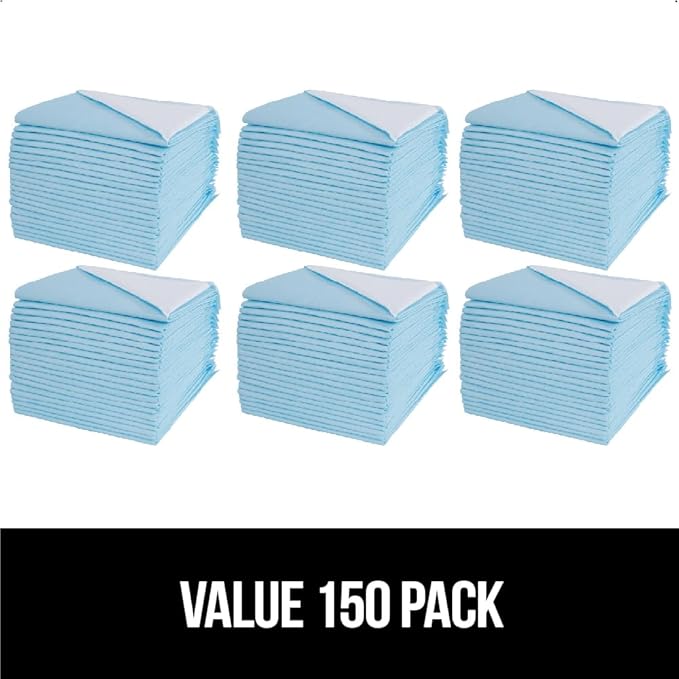 Gorilla Guard Disposable Puppy Pads, 5 Layer Pee Pads for Dogs, Absorbent Diaper Changing Pad, Dog Potty Training Supplies, Quick Dry Pet Housebreaking Essentials for Puppies, 50 Count 28x34 in