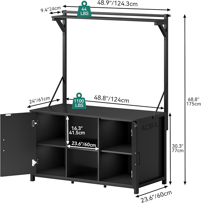 YITAHOME 120 Gallon Fish Tank Stand with Power Outlets, Heavy Duty Metal Large Aquarium Stand with Cabinet, Reptile Tank Turtle Terrariums Table for Fish Tank Accessories Storage,1100LBS Capacity