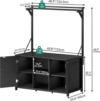 YITAHOME 120 Gallon Fish Tank Stand with Power Outlets, Heavy Duty Metal Large Aquarium Stand with Cabinet, Reptile Tank Turtle Terrariums Table for Fish Tank Accessories Storage,1100LBS Capacity
