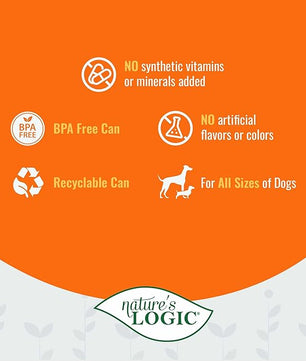 Nature's Logic Grain-Free Canned Dog Food - 95% Animal Proteins - 100% Natural Wet Dog Food Cans - No Common Allergens - All Life Stages - Ideal for Sensitive Dogs - Duck & Salmon (13.2 oz, 12 pack)