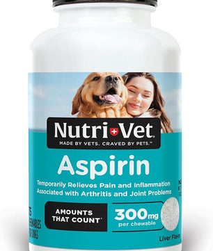 Nutri-Vet Aspirin for Dogs, Puppy Essentials, Dog Aspirin for Large Dogs, Joint Support for Seniors, Arthritis Pain Relief, 300mg per Tablet, 75 count