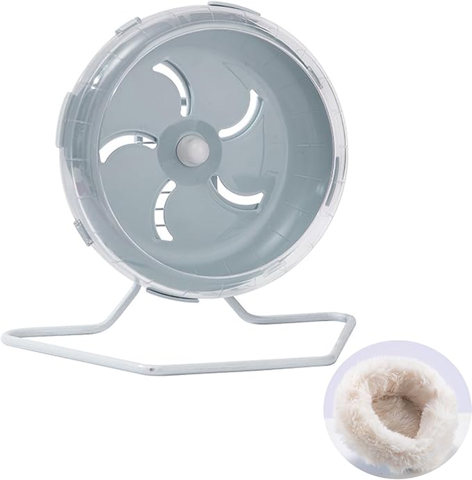 Jeeone Silent 7-Inch Hamster Wheel - Height-Adjustable Exercise Wheel Cage Accessories, Running Toys for Small Animals With Nest (Grey)