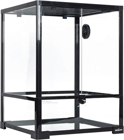REPTI ZOO Reptile Glass Terrarium, 18" x 18" x 24" Knock-Down Reptile Habitat Tank with Double Hinge Door & Top Screen Ventilation and Side Mesh Ventilation, 30 Gallon Large Reptile Terrarium