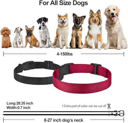 PetJoy Reflective Nylon Dog Collars, Replacement Collar for Shock Collar, Adjustable Classic Dog Collar Strap for Small Medium Large Dogs (Black & Red)
