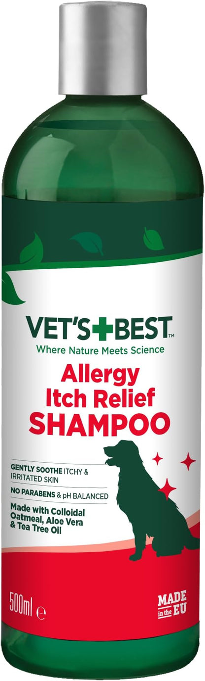 Vet's Best Allergy Relief Dog Shampoo – Oatmeal and Aloe Formula for Itchy Skin and Seasonal Allergies – Soothing Anti-Itch Shampoo for Dogs with Dry, Sensitive Skin – 16 oz