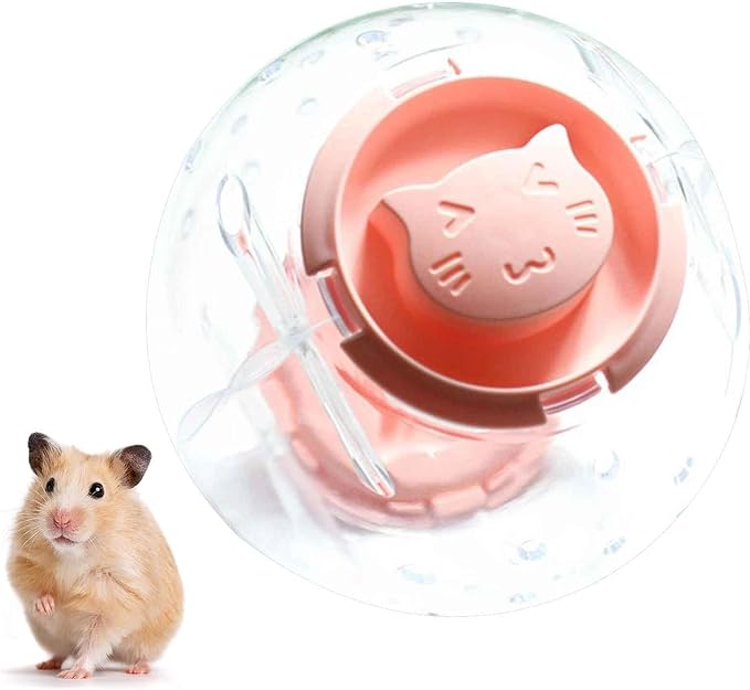 1Pcs Pink Hamster Exercise Ball Silent 5.7 Inch Guinea Pigs Running Ball Transparent Plastic Hamster Wheel for Dwarf Rabbits Small Pets