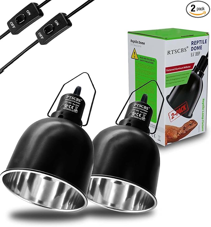 5.5-Inch Reptile Heat Lamp Fixture (2 Packs) Dual-Switch Reptile Light Fixture Reptile Heat lamp Single Fixture Max 200W Power E26