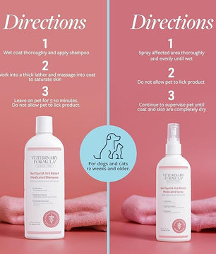 Veterinary Formula Clinical Care Hot Spot & Itch Relief Medicated Shampoo and Spray for Dogs and Cats - Bundle