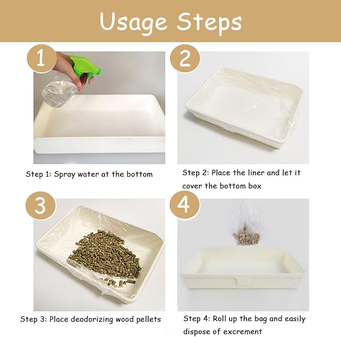 Disposable Plastic Rabbit Cage Liner Guinea Pig Litter Box Liner Small Animal Litter Pan Bags Leak Proof Toilet Film for Bunny Chinchilla Hedgehog Bird