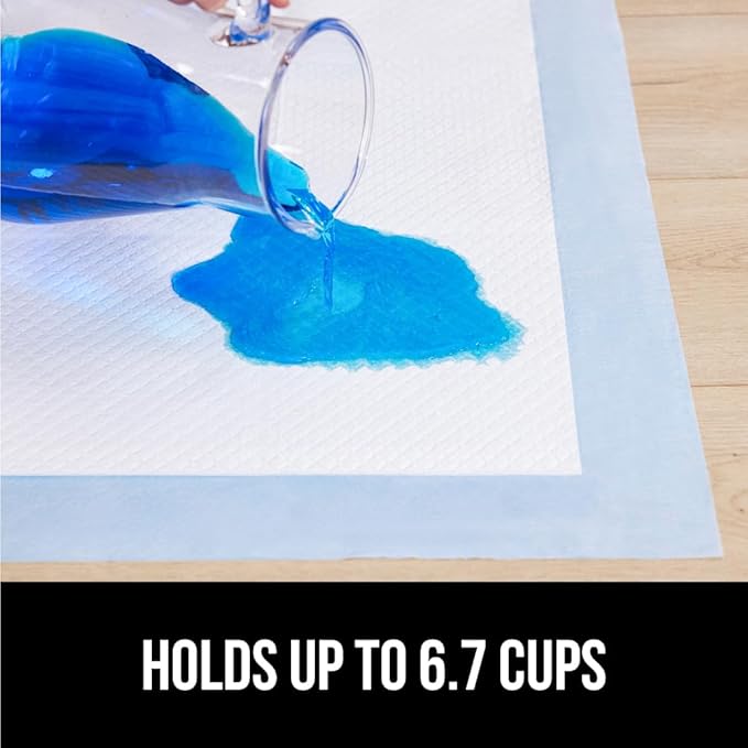 Gorilla Guard Disposable Puppy Pads, 5 Layer Pee Pads for Dogs, Absorbent Diaper Changing Pad, Dog Potty Training Supplies, Quick Dry Pet Housebreaking Essentials for Puppies, 50 Count 22x22 in