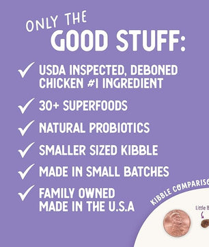 Health Extension Little Bites Dry Dog Food for Small Breeds, Chicken & Brown Rice Recipe, with Probiotics & Superfoods for Digestion & Coat Health, 1 lb Bag (Pack of 6)