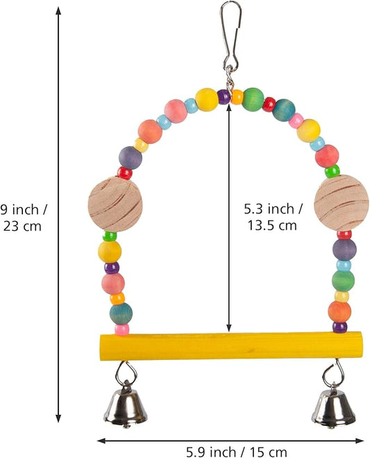 Bird Swing for Parakeets - 9 * 6 inch Bird Toys for Conures - Wooden Parrot Swing Parakeet Swing for Cage Cockatiel Swing Bird Swings for Parakeets and Bird Swings for Small Birds