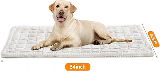 Dog Car Seat Cover for Back Seat, Plaid Backseat Pet Bed Mat, Non-Slip Travel Dog Bed for Backseat Extenders, 24.8" x 54", White