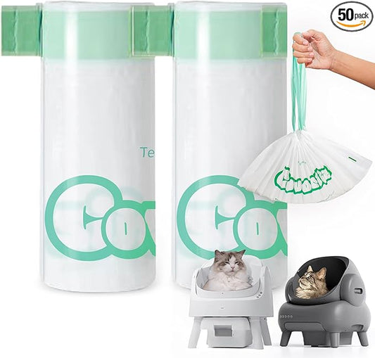 50 Count 27" x 13" Cat Litter Box Bags, Neakasa M1 and PetPivot Litter Bags, Automatic Litter Box Liners with Drawstring, Extra Thick Leak-Proof Pet Waste Bags