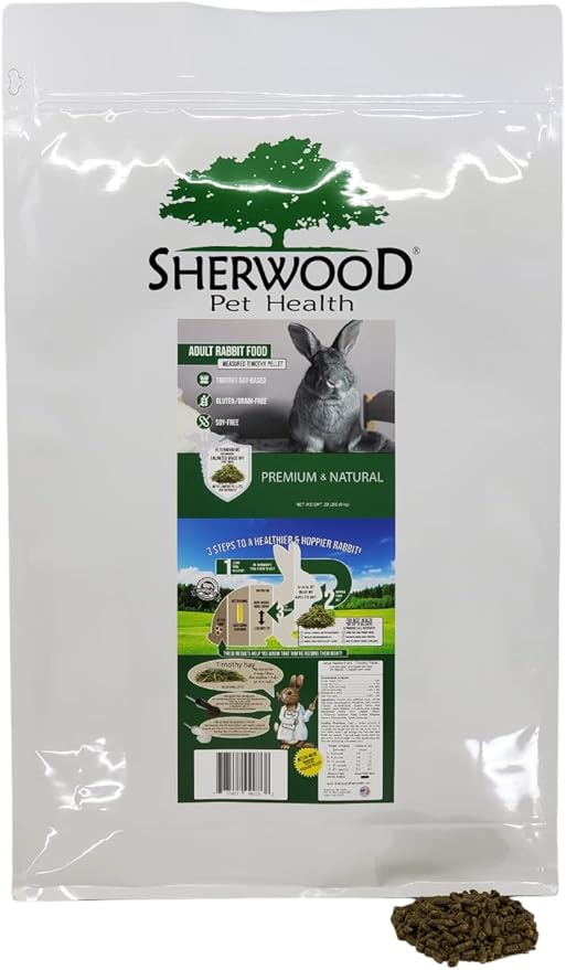 Sherwood Pet Health Adult Rabbit Food Timothy Hay MeasuredPellet 20 lbs. Hay-Based, Grain-Free, Soy-Free for Better Digestion