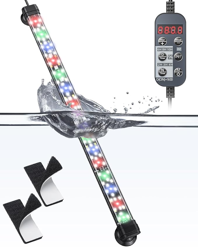 Pawfly 8 W Aquarium LED Light 16 Inch 24/7 Fish Tank Light with Full Spectrum IPX8 Waterproof Lights Multi-Colored LEDs with D/N Mode Single Color Effects Timer and Adjustable Brightness