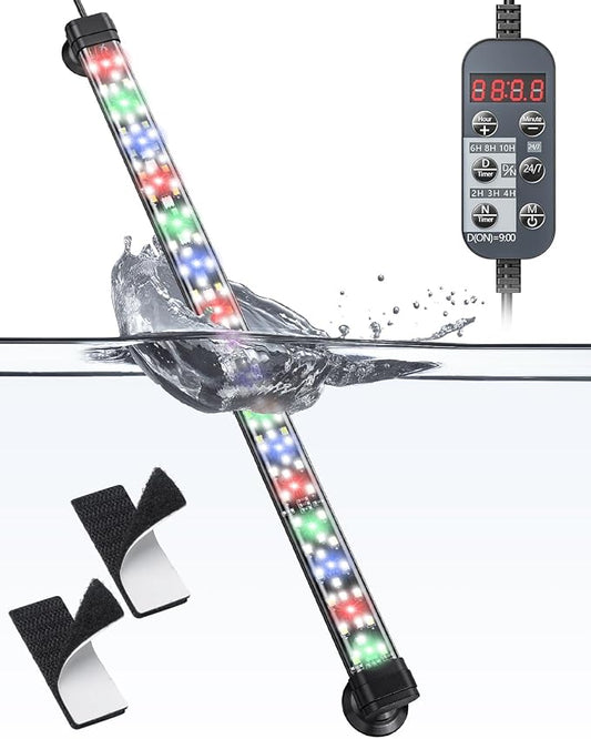 Pawfly 8 W Aquarium LED Light 16 Inch 24/7 Fish Tank Light with Full Spectrum IPX8 Waterproof Lights Multi-Colored LEDs with D/N Mode Single Color Effects Timer and Adjustable Brightness