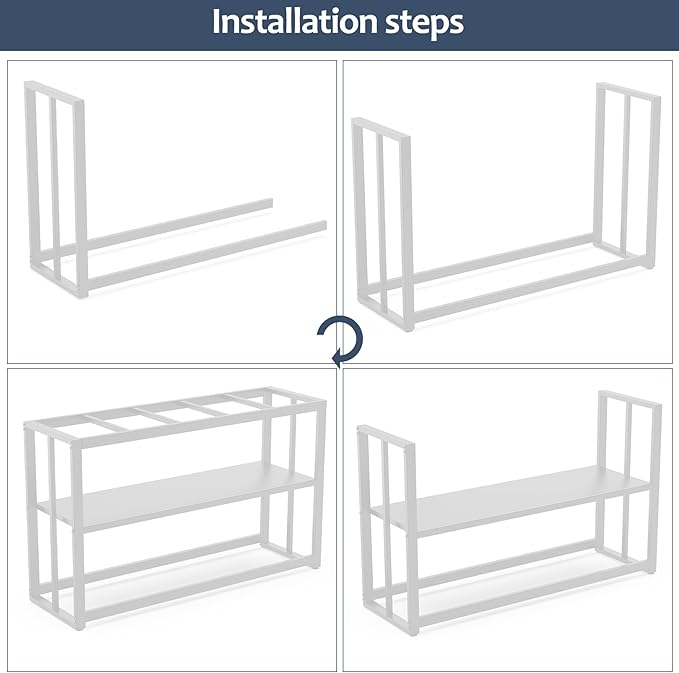 Fish Tank Stand Metal Aquarium Stand ,55-75 Gallon Aquarium Turtle Tank, 48.4 x 14.8 x 29.1Inch, Reptile Terrariums and Breeder Tank Stand（White ）