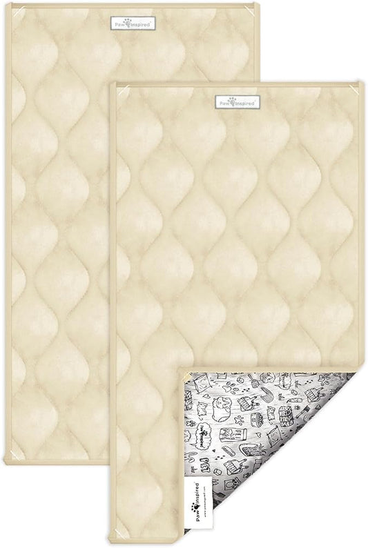 Paw Inspired Guinea Pig Cage Liners | Washable Fleece Bedding, Waterproof Bottom | Super Absorbent Pee Pad or Pet Bed Mat for Guinea Pigs, Ferrets, Rabbits, Hamsters, Small Animals (C&C 2x1, Tan)