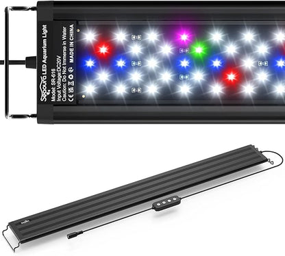Led Aquarium Light for Plants-Full Spectrum Fish Tank Light with Timer Auto On/Off, 30-36 Inch, Adjustable Brightness, White Blue Red Green Pink LEDs with Extendable Brackets for Freshwater