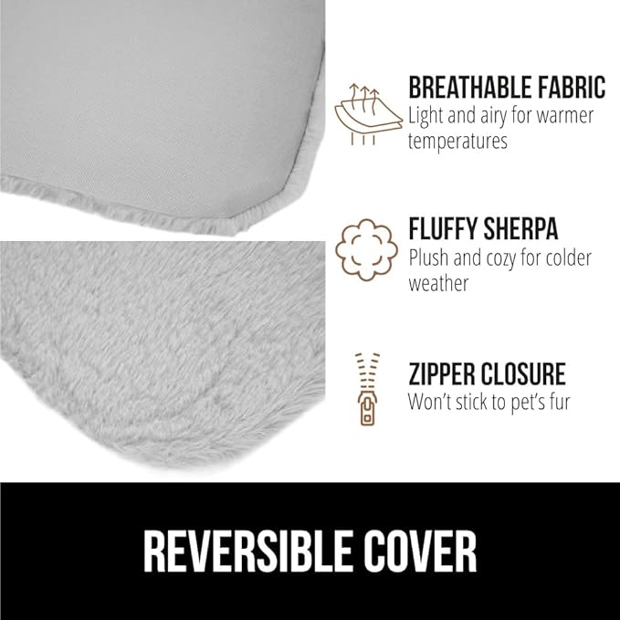 GORILLA GRIP Cat Window Perch, Foldable Cat Window Hammock Bed with 6 Large Suction Cups, Cordless Indoor Wall Shelves, Strong Metal Frame Holds 40lbs, Reversible Washable Sherpa Cover, Large Gray