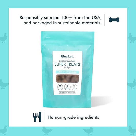 King Lou Pets - Chicken Breast Jerky for Dogs - USA-Made Dehydrated Chicken Dog Treats - 1 lb Fresh Breast Prior to Dehydration