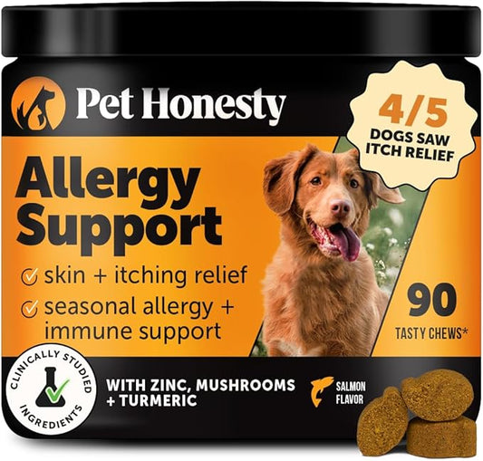 Dog Allergy & Itch Relief - Advanced Itch Supplement with Probiotics for Dogs - Immune Support & Skin Relief for Seasonal Allergies - Natural Itchy Skin & Paw Relief - (Salmon, 90 Ct)
