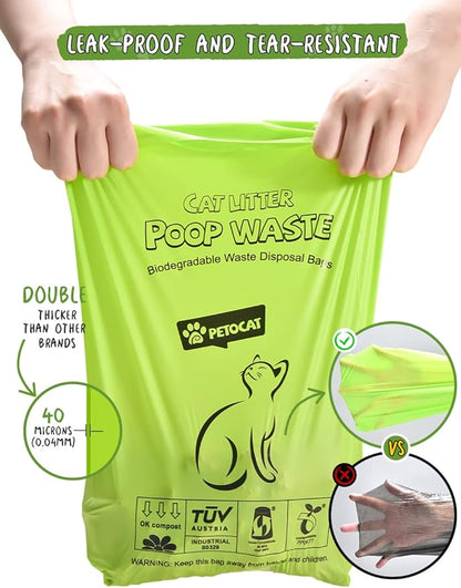 Cat Litter Bags for Poop Biodegradable Cat Waste Disposal Bag Leakproof Durable and Unscented Large to Fit Any Scoop Strengthen Dog Poop Bag- 100 Count