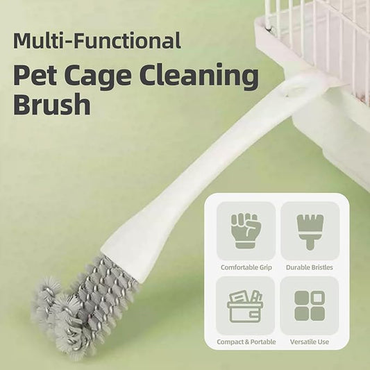 MANON ROSA 2-in-1 Bird Cage Cleaner Brush & Scoop with Long Handle and Curved Brush Head - for Parrot Perch, Kennel Cage Cleaning, Bird Cage Accessories Maintenance