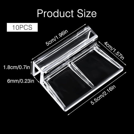 10Pcs Acrylic Aquarium Cover Clips, 6mm Clear Fish Tank Lid Holder for Rimless Aquarium Top Cover, Lids Hood Support Holder Glass Fish Tank Top Clip