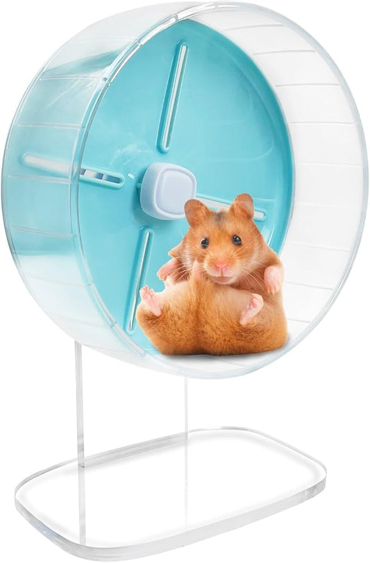 kathson Hamster Exercise Wheel 7.87 in Silent Spinning Running Wheels with Stand for Hamsters, Gerbils, Mice and Other Small Pets (Blue)