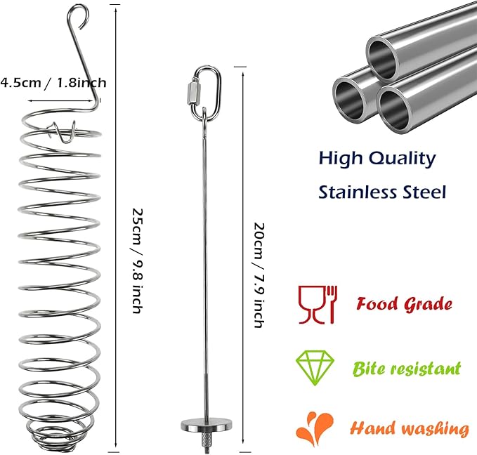 2PCS Rat Enrichment Foraging Toys, Stainless Steel Vegetable Skewer Foraging Hanging Feed Tool for Hamster Rodents Bird Parrots, Fancy Mice Cage Accessories Puzzle Toy Slow Feeder