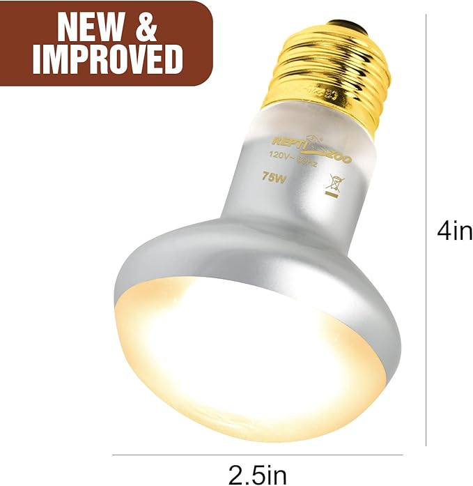 REPTI ZOO 2 Pack Heat Lamp 75W, Intense Basking Spot Simulated Natural Sunlight Heating Lamp Bulb, Heat Emitter UVA Heat Lamp Bulb for Reptile Chickens Pet Brooder