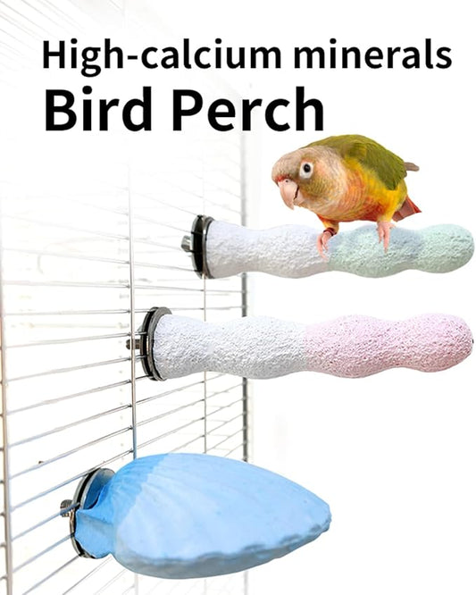 Parrot Perch Bird Perches for Cage Parrot Beak Grinding Stone Rough Surface High Calcium Mineral Colorful Cement Perch Bird Cage Accessories (Purple, Coral)