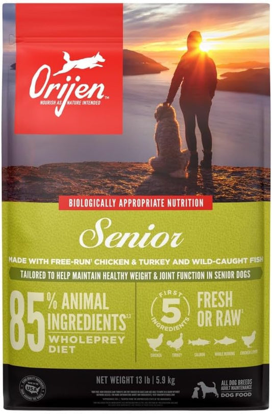 ORIJEN Grain Free High Protein Dry Dog Food Senior Recipe 13lb Bag