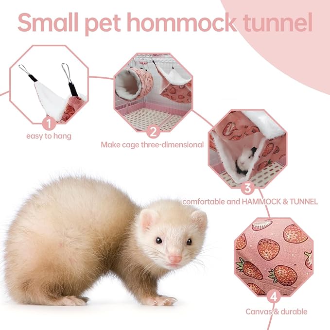 Rat Ferret Hammock Toys Cage Accessories, Guinea Pig Hideout Tunnel, Warm Bed for Rat Ferret Guinea Pig Sleep Hide and Play (4.Hammock)