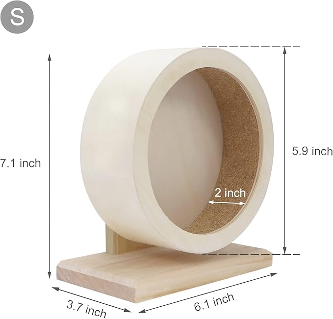 Small Pets Exercise Wheel Hamster Wooden Mute Running Spinner Wheel Play Toy for Rat Gerbil Mice Chinchillas Hedgehogs Guinea Pigs (S)