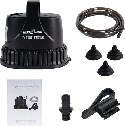 REPTIZOO Low Water Level Drain Pump, 243GPH 26W Submersible Drain with Bottom Suction, Flow Adjustable Bottom-draw Water Pump for Turtle/Fish/Paludarium Tanks