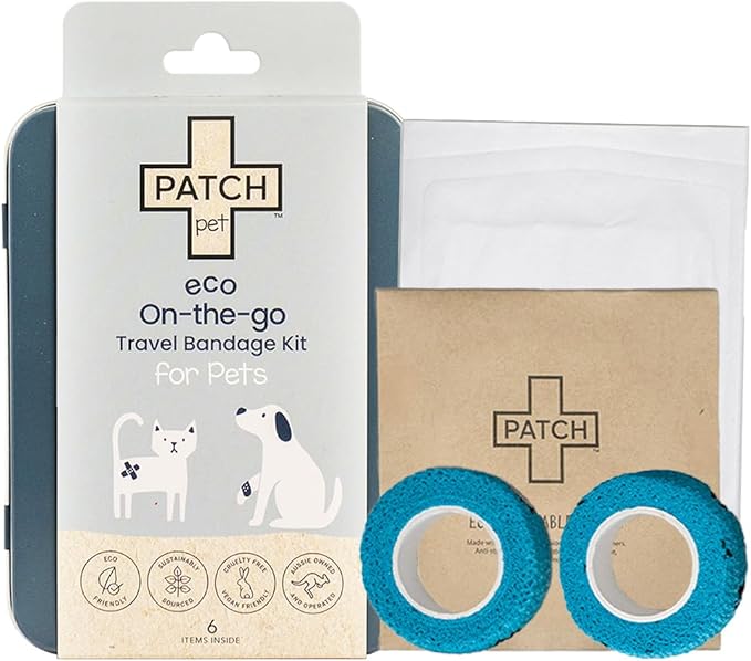 PATCH Eco Pet First Aid Kit for Dogs and Cats. Cat and Dog First Aid Kit with Bandages, Gauze Pads & Glove. Emergency Kit for Animals Including Puppy