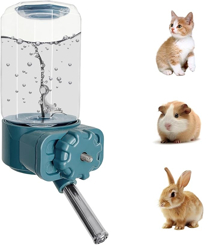 LOS ANDES No-Drip Water Bottle/Feeder for Guinea Pigs/Hamsters/Bunnies/Ferrets/Squirrel/Hedgehog/Other Small Pets, Weather Resistant Cage Water Bottles for Dogs/Cats, 18.5oz,Blue