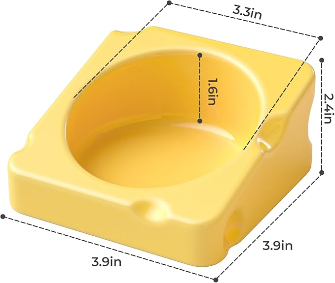 mini&moe Hamster Food Bowl - Ceramic Guinea Pig Bowl Chew-Proof Small Pet Anti-Turning Food & Water Feeding Dish for Rabbit, Gerbils, Mice, Rats, Chinchillas - 4.3in Cute Cheese-Shaped