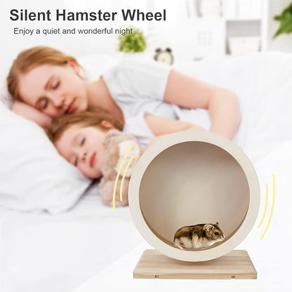 Small Pets Exercise Wheel Hamster Wooden Mute Running Spinner Wheel Play Toy for Rat Gerbil Mice Chinchillas Hedgehogs Guinea Pigs (M)