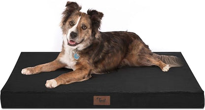 Orthopedic Dog Bed for Large Dogs, Big Waterproof Washable Dog Bed for Large Sized Dogs with Egg Crate Foam Pet Bed Mat, Removable Oxford Cooling Cover, Black
